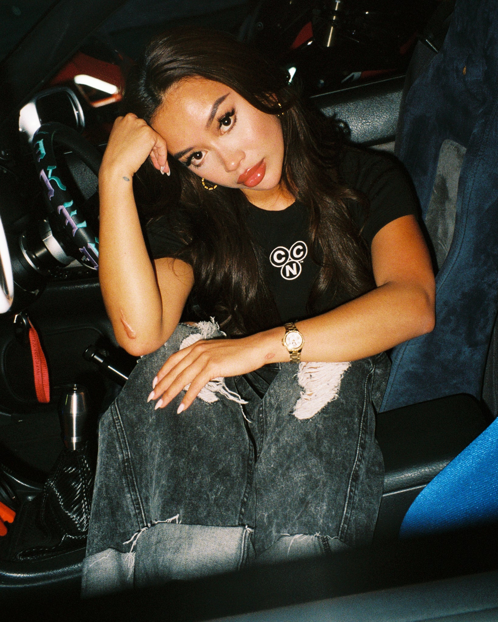 Monogram Baby Tee | Black