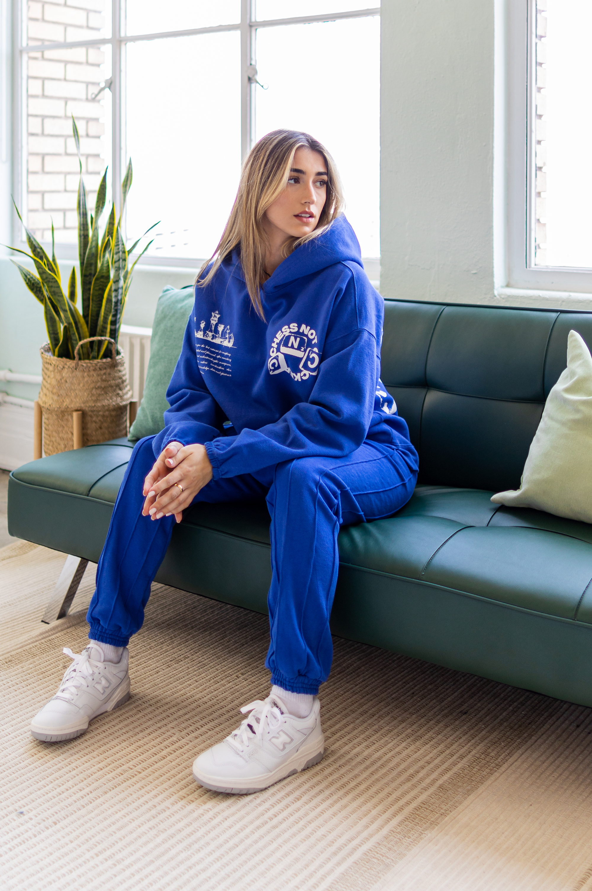 Pin-tuck Pinstripe Sweatpants | Cobalt Blue