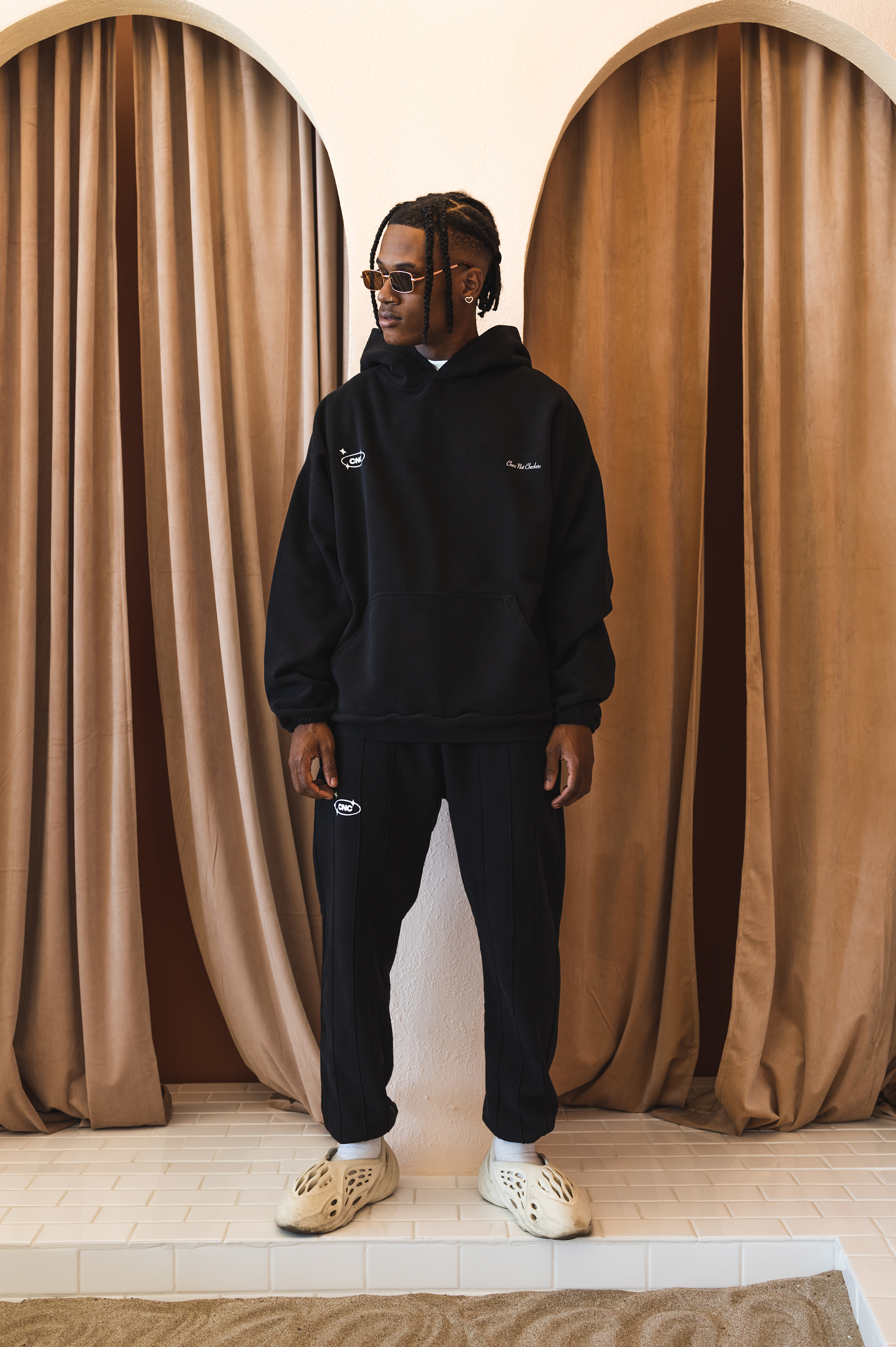 Pin-tuck Pinstripe Sweatpants | Jet Black