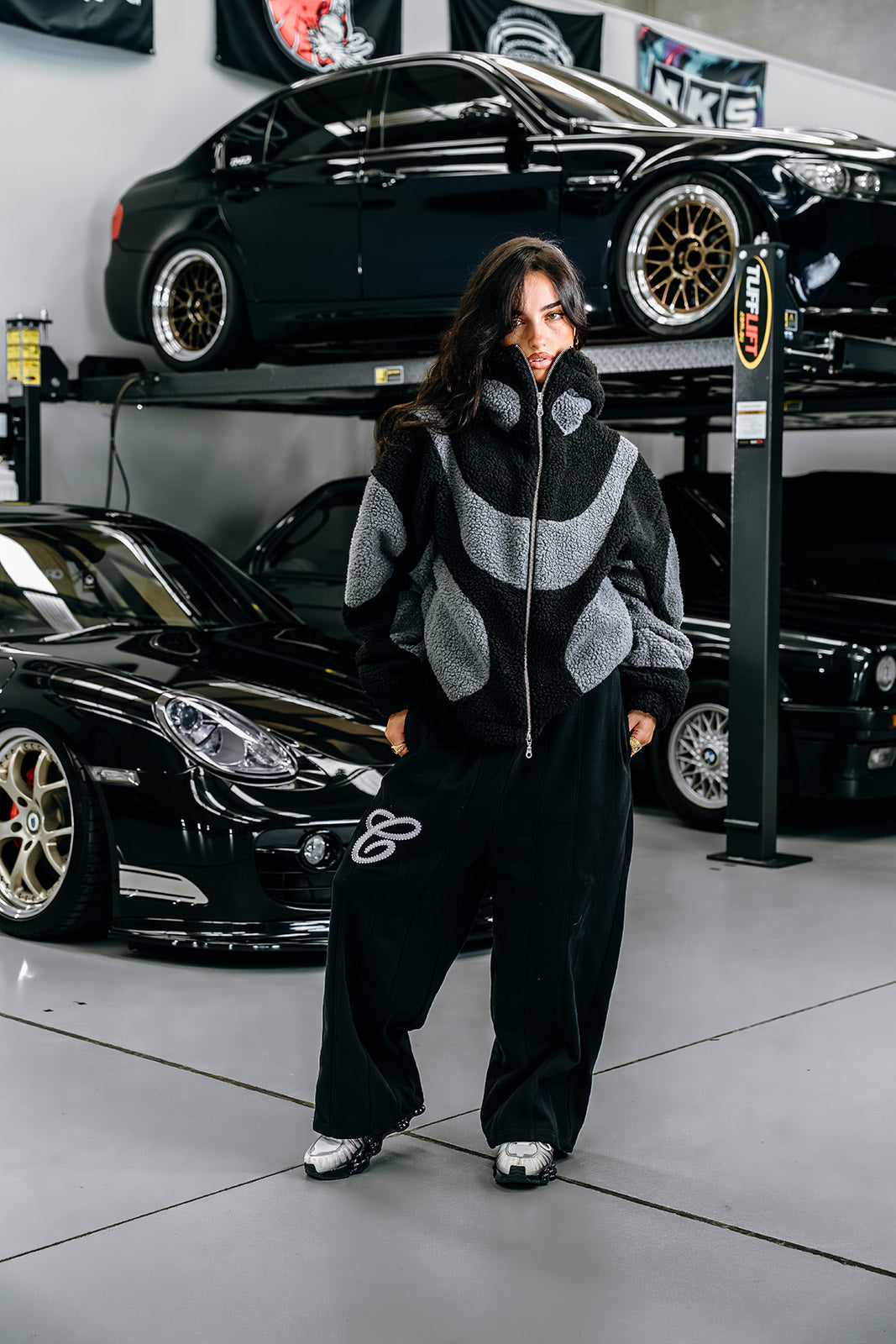 Midnight Sherpa Fleece Jacket | Black/Grey