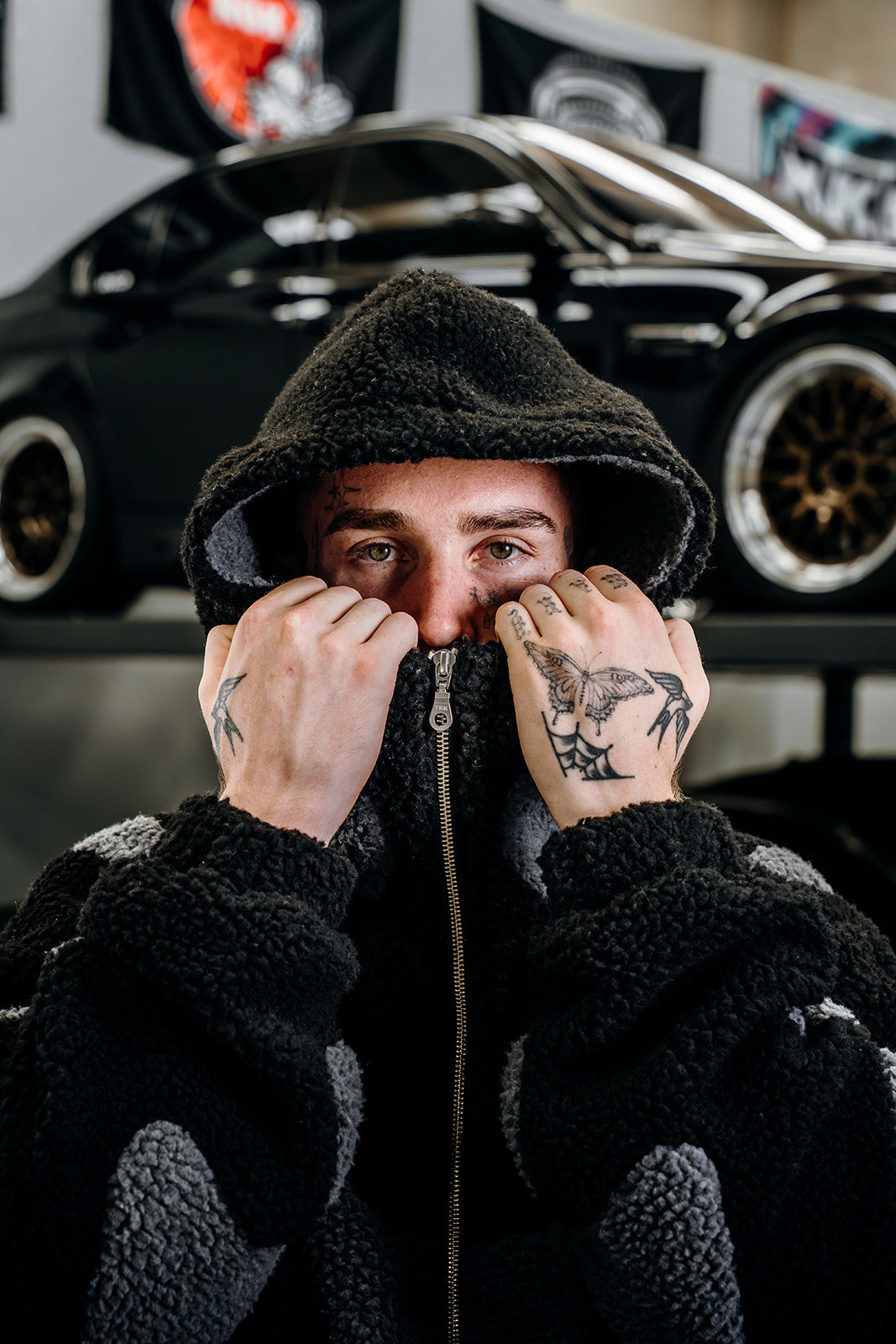 Midnight Sherpa Fleece Jacket | Black/Grey