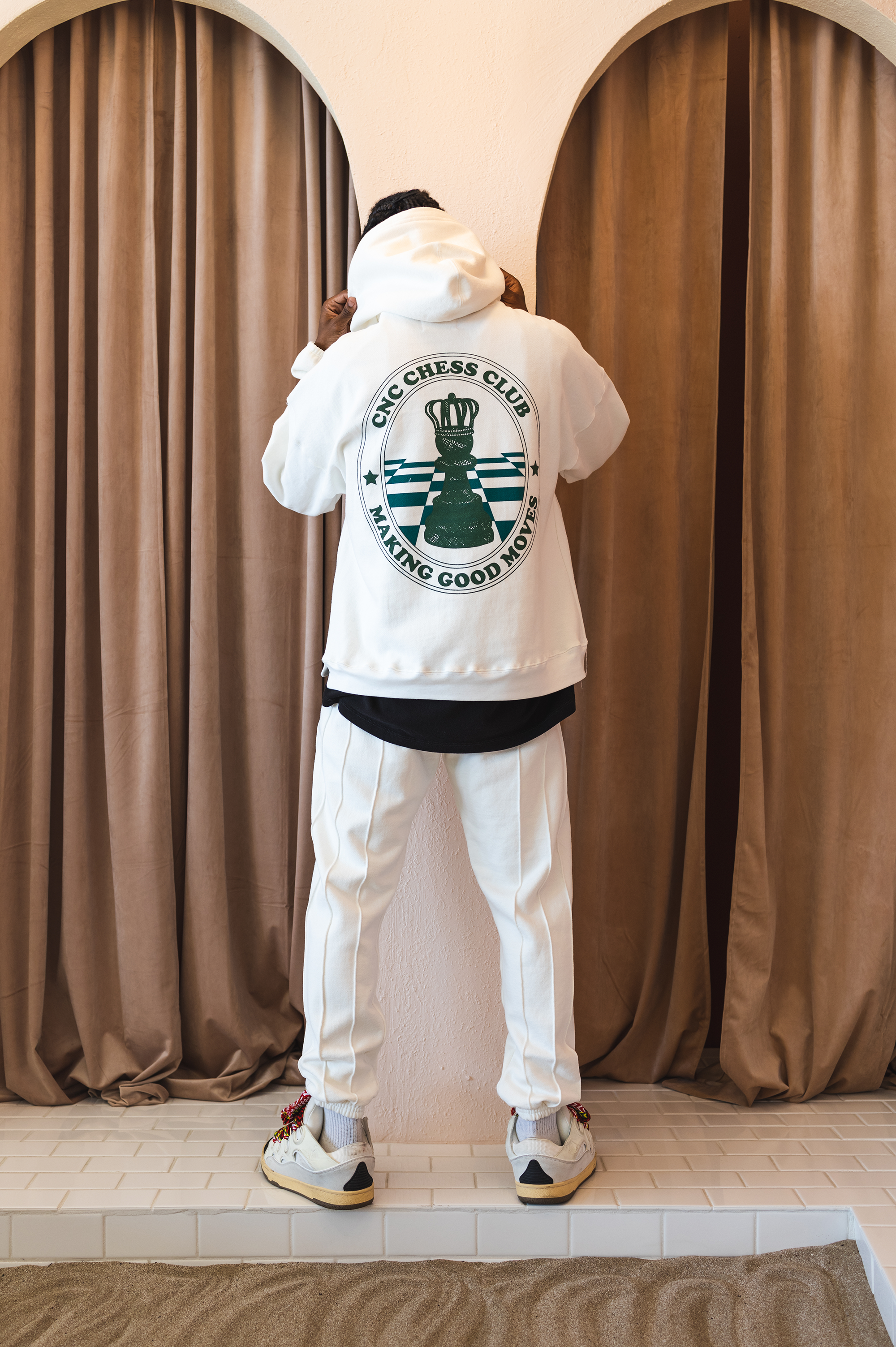 Pin-tuck Pinstripe Sweatpants | Ivory