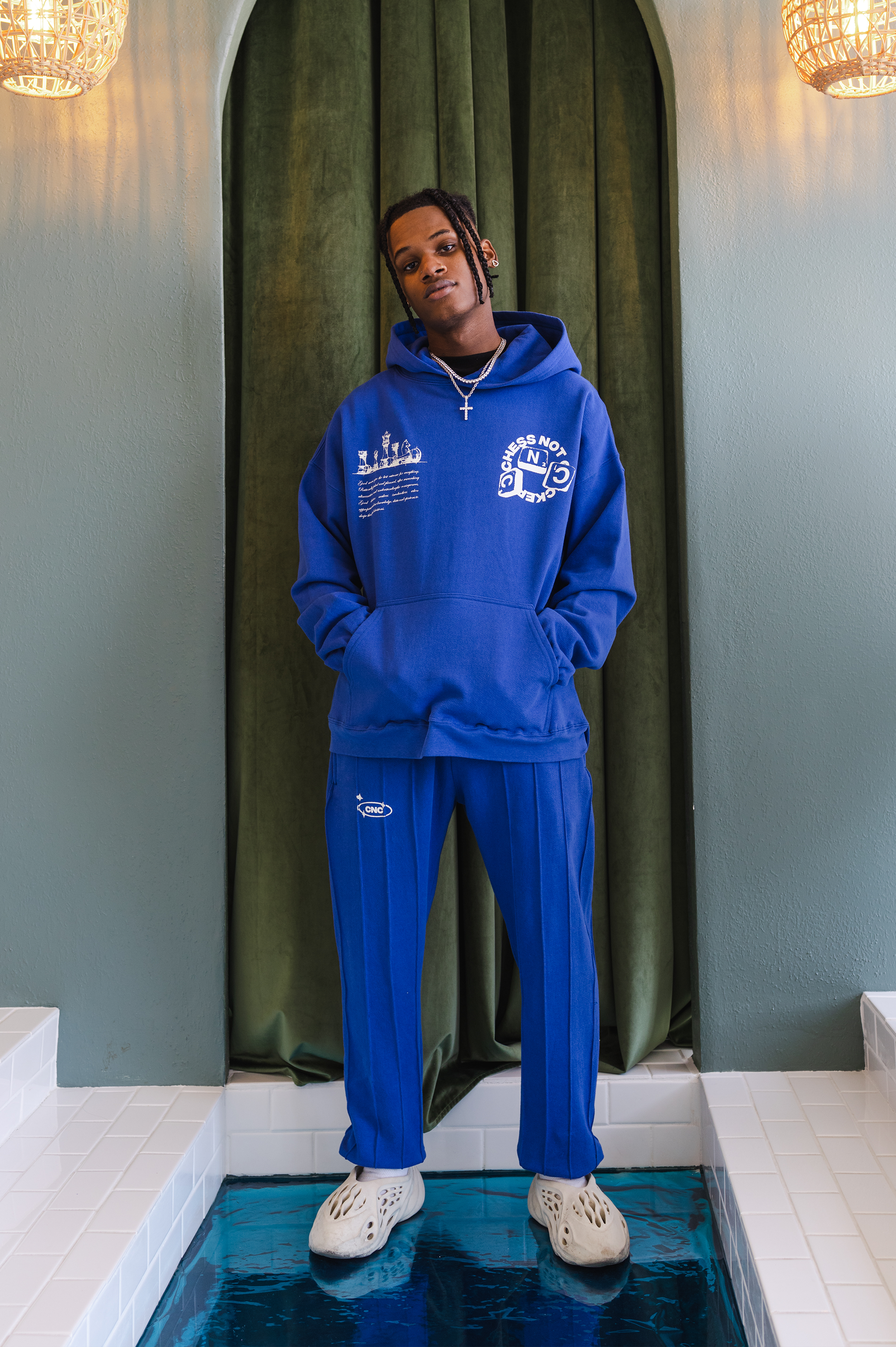 Pin-tuck Pinstripe Sweatpants | Cobalt Blue
