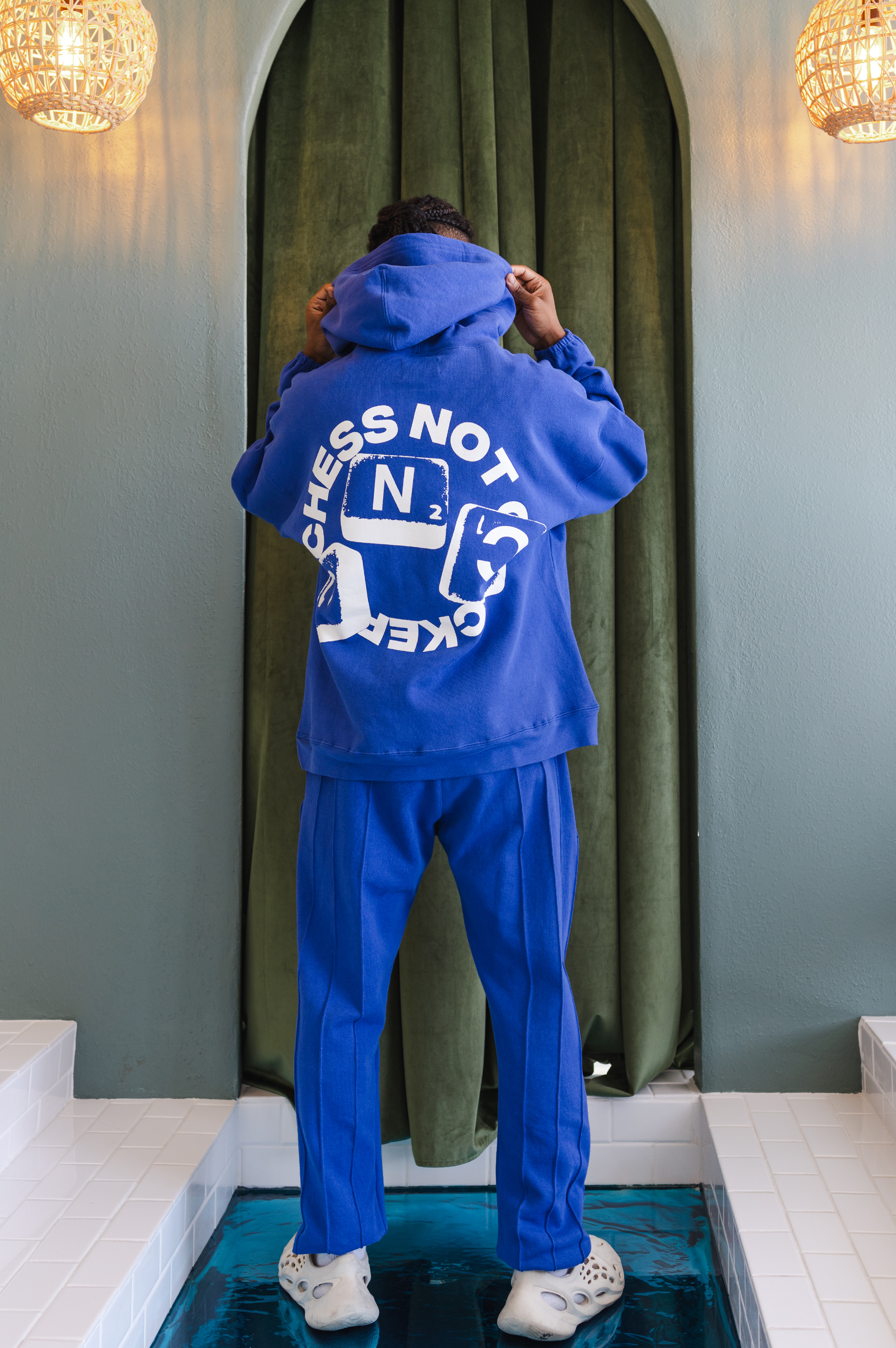 Pin-tuck Pinstripe Sweatpants | Cobalt Blue